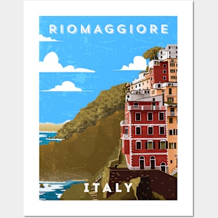 Riomaggiore, Italy. Retro travel minimalist poster Posters and Art